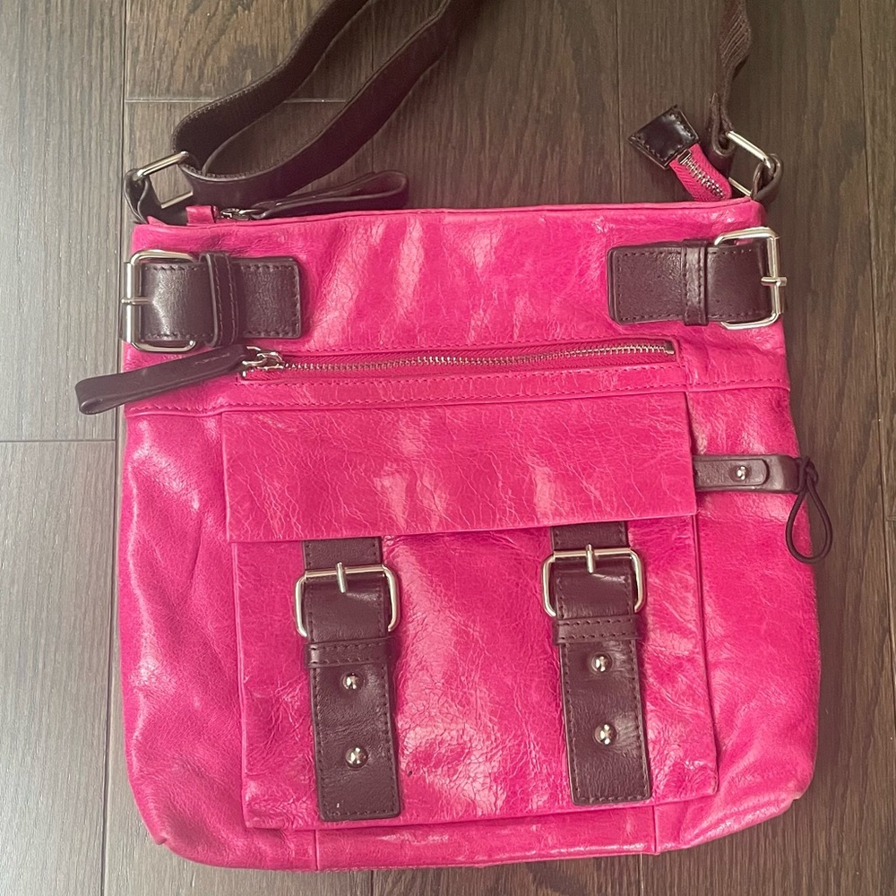Pink and Brown Danier Leather Bag